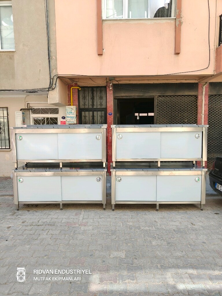 krom tezgah hazır mutfak krom çalışma tezgahı 190 cm paslanmaz krom - 13