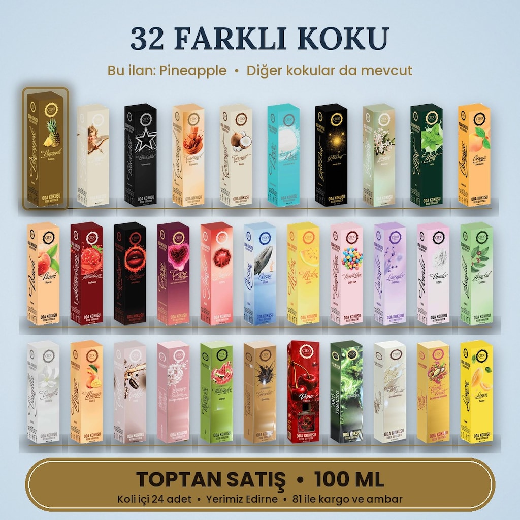 ÇİDO MİRİS ÇUBUKLU ODA KOKUSU 100ML ANANAS - TOPTAN 32 ÇEŞİT - 3