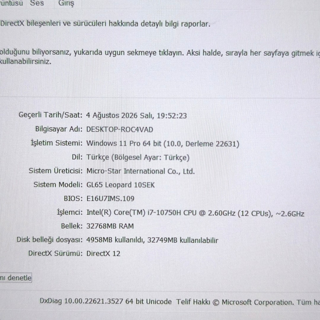 MSI LEOPARD / 32 RAM / RTX2060 / 500 SSD / İ7 İŞLEMCİ / 144 HZ EKRAN - 8