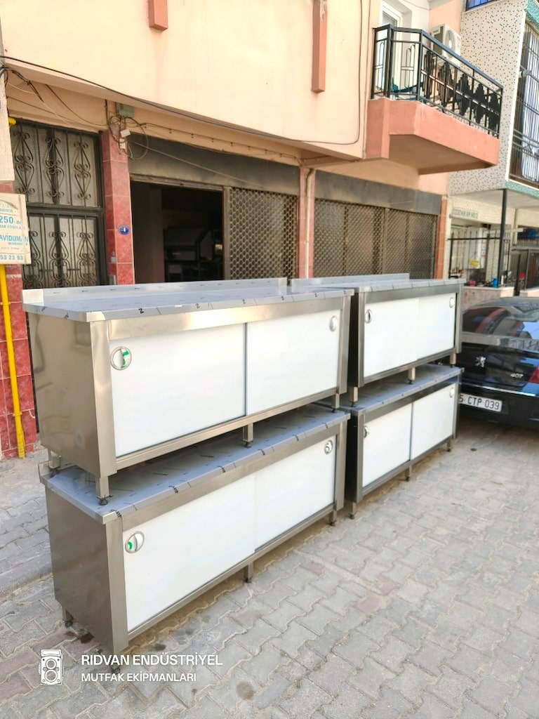 krom tezgah hazır mutfak krom çalışma tezgahı 190 cm paslanmaz krom - 9