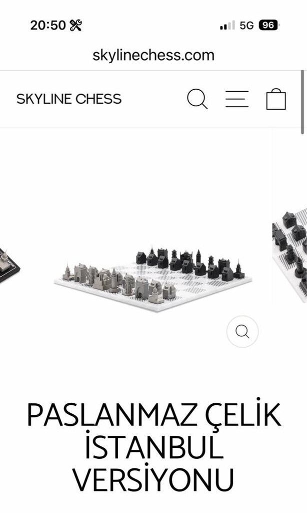 Skyline Chess Paslanmaz Çelik Mermer Satranç Takımı 32 parça - 6