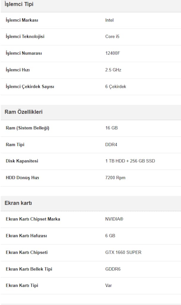 HP VİCTUS 15L 1660SUPER İNTEL CORE İ5 12400F 12.NESİL - 5
