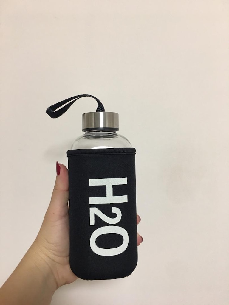 H2O Siyah Kılıflı cam Su Şişesi 500 ml - 3