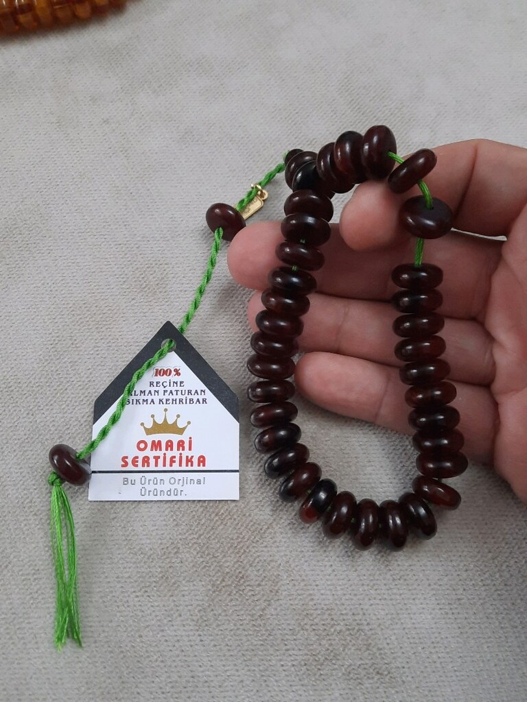 Sertifikalı sıkma Kehribar koleksiyon tesbih - 4