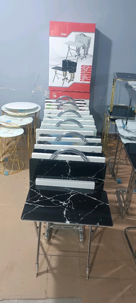 Sıfır mağazadan damperli camlı MDF 4lü çanta sehpa - 5