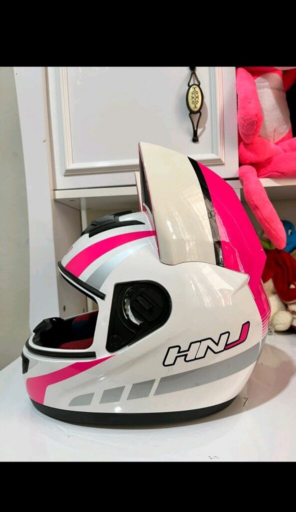 PEMBE KEDİ KULAKLI MOTORSİKLET KASKI - 3