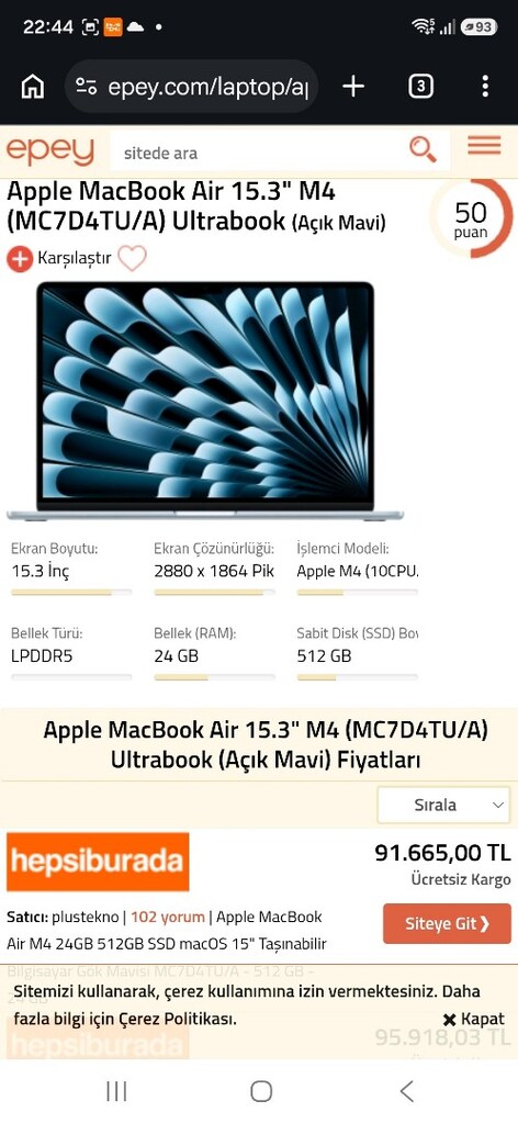 Macbook air 15 inc M4 İŞLEMCİ 10 CPU 10 GPU 24 GB RAM 512 GB SSD - 4