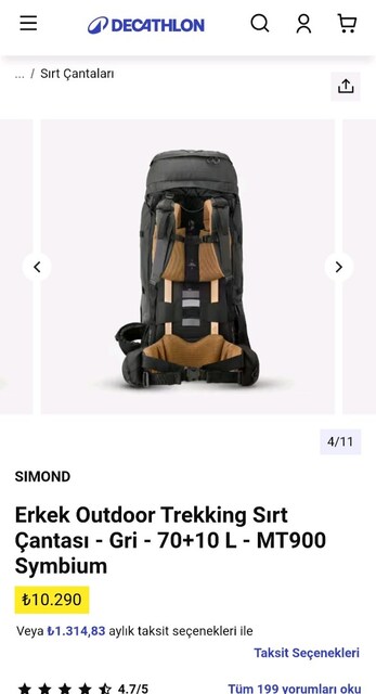 Outdoor Trekking Sırt Çantası MT900 Symbium 70+10L