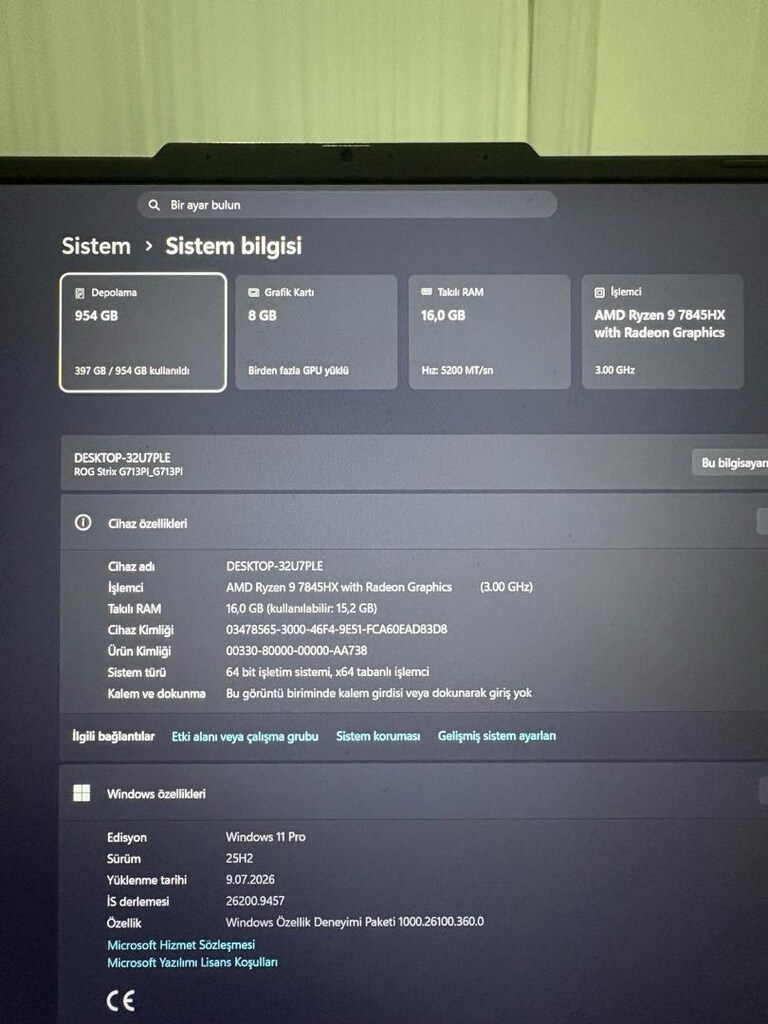 Asus Rog G17 rtx4070 amd 9 oyuncu laptopu - 3