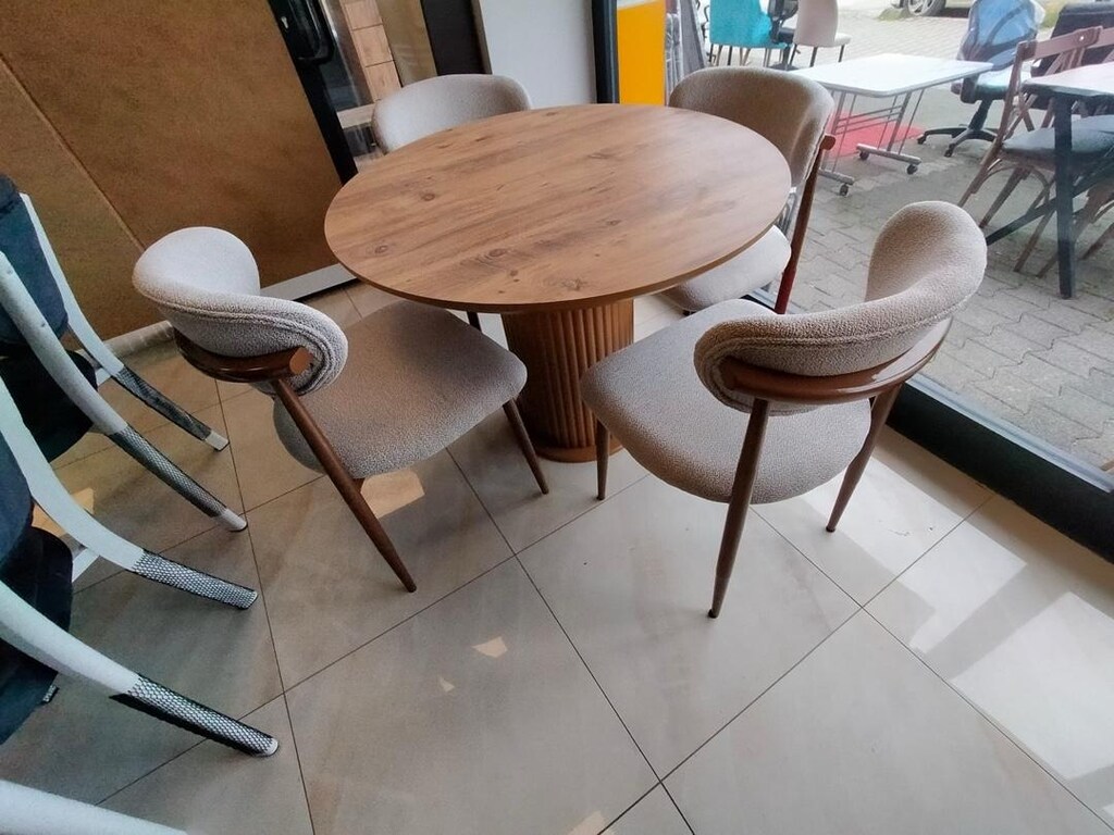 mdf bohem yuvarlak yemek masası takımı - 4