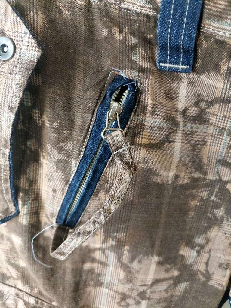 Denim yamalı kamuflaj batik desenli kargo Şort - 4