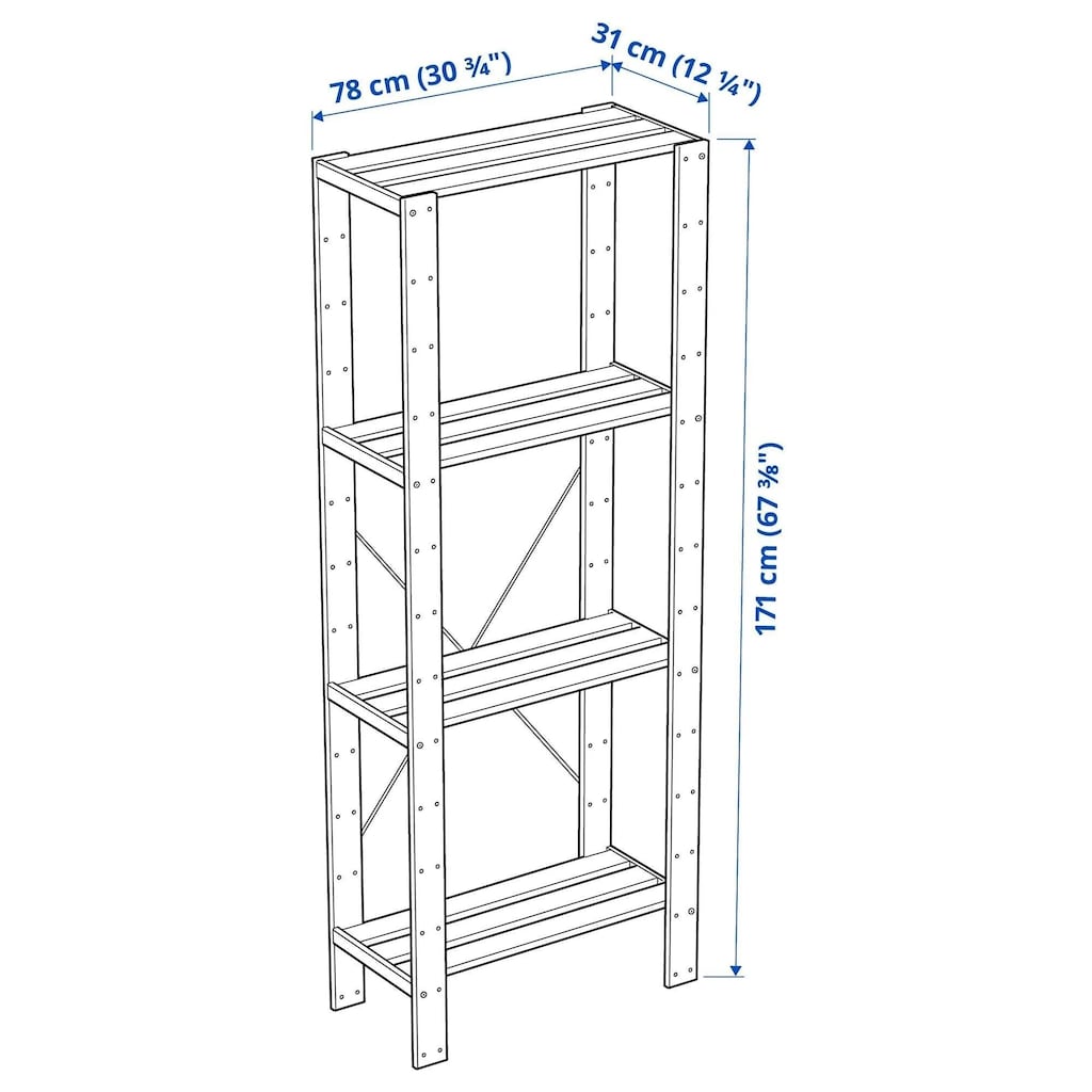 IKEA HEJNE Raf Ünitesi, Çam, 78x31x171 cm - 6
