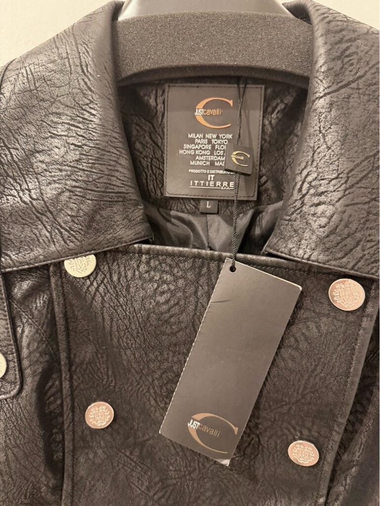 Just Cavalli Siyah Mini Deri Kadın Ceket - 2