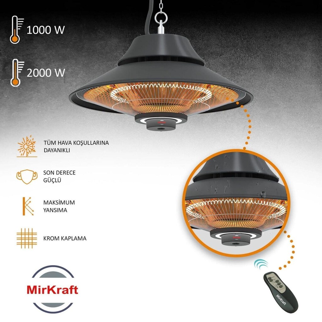Elektrikli soba MirKraft Elirg RC Tavan Sarkıt Isıtıcı Uzaktan Kumanda