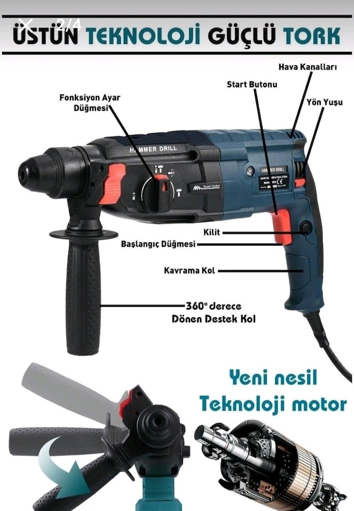 ASSUR 850W Metal Şanzıman Kırıcı Darbeli Hilti (Sıfır) - 4