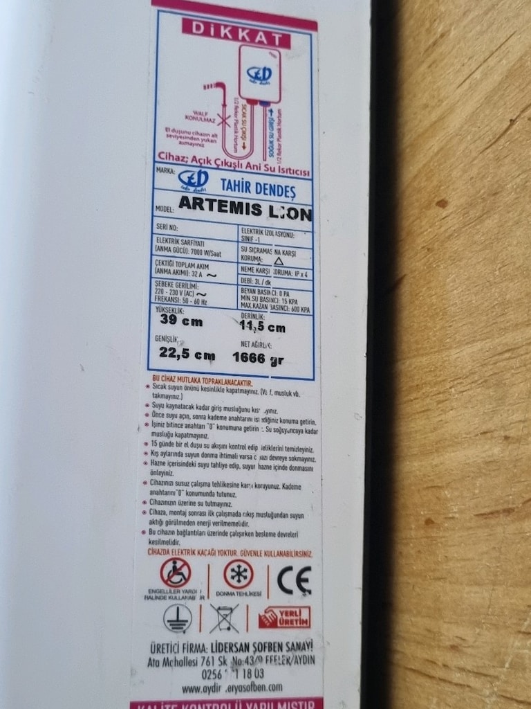 Artemis { modern elektrikl Şofben } - 4