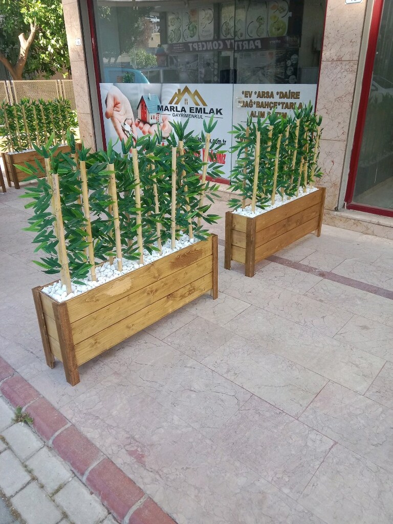 ahşap saksı bambulu komple set halinde - 3