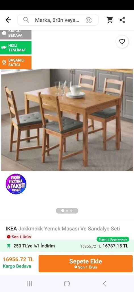İkea jokkmok yemek masası 3 sandalyesi,masa takımı,mutfak takımı - 5