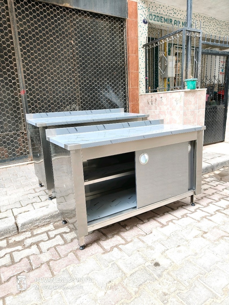 140 cm krom tezgah hazır mutfak krom çalışma tezgahı endüstriyel tezga - 13