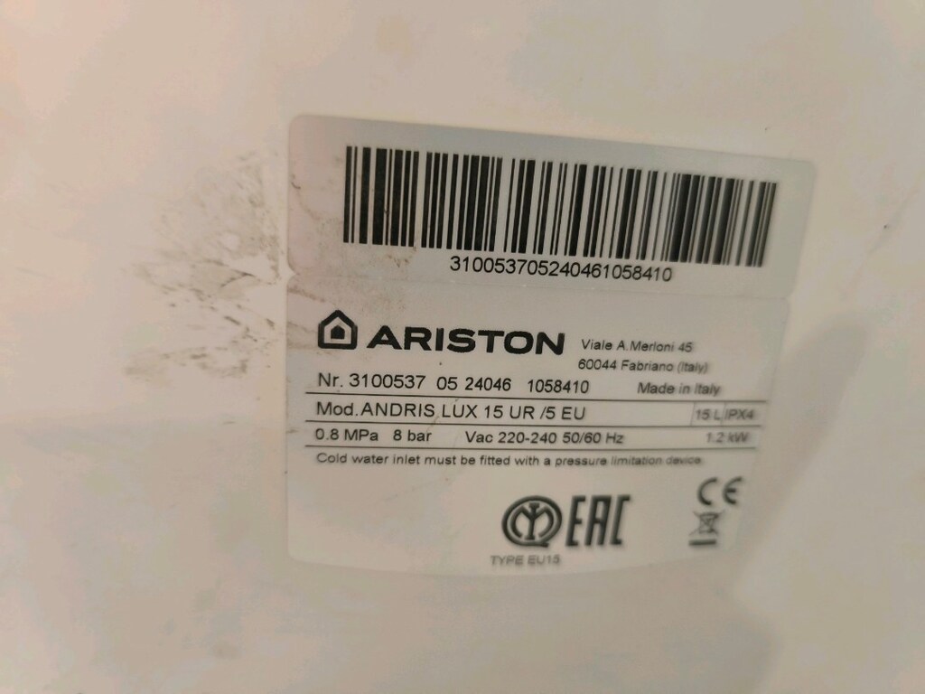Ariston 15litre tezgah altı Su ısıtıcı sohpen - 2