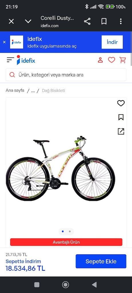 Teker 27.5. Alüminyum. 52cm. Shimano 21 hız. Yeni gibi. - 14