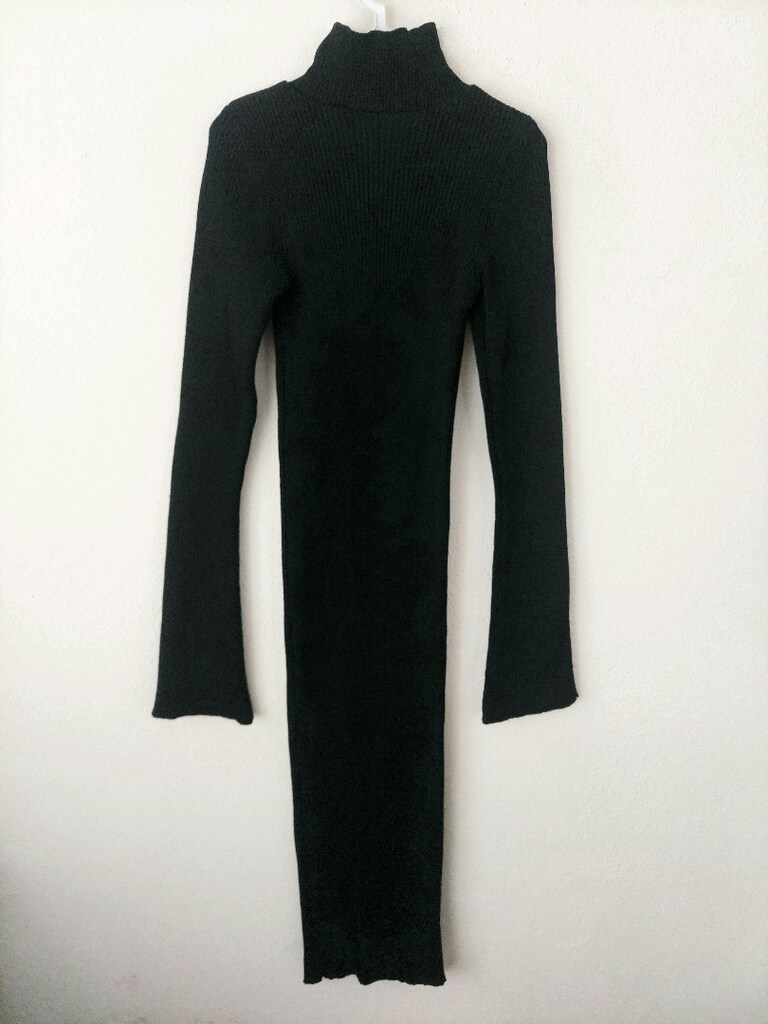 ROBİN dik yaka saran fitilli maxi elbise - 5