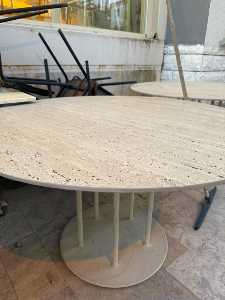100 cm çap traverten seramik özel yapım masa - 2