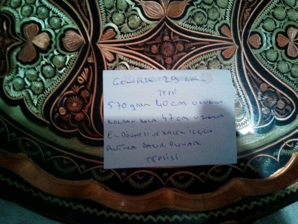 EL DÖVMESİ ve KALEM İŞÇİLİK BAKIR DUVAR TEPSİSİ - 7