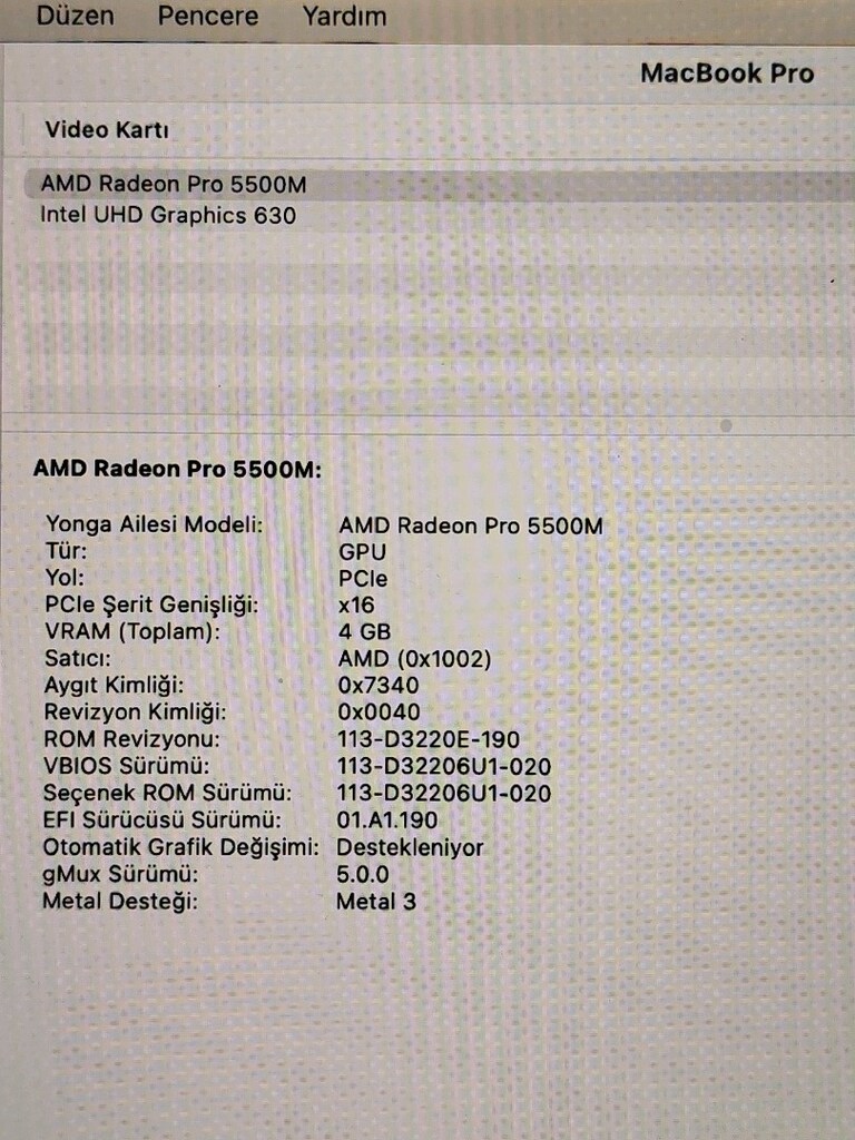 MacBook PRO İ9 İŞLEMCİ 16 İNÇ 1TB SSD 16GB RAM 4GB GPU - 6