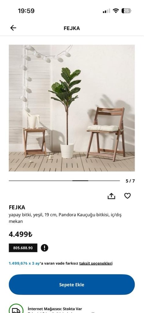 145 CM IKEA FEJKA YAPAY BİTKİ (Pandora Kauçuğu) Yeşil + SAKSI HEDİYELİ - 5