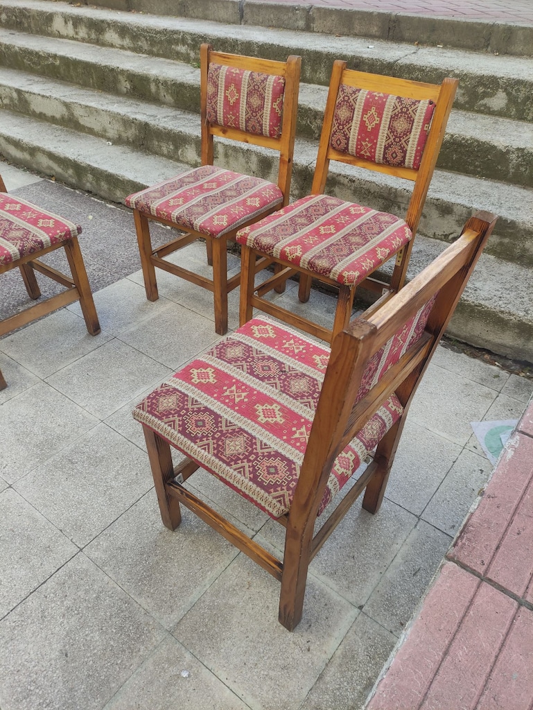 DOĞAL ÇAM AĞACINDAN, EL EMEĞİ 4 ADET RUSTİK SANDALYE - 5