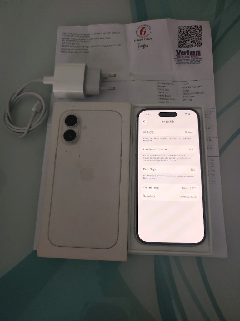 KARTA TAKSİT 14.07.2027 GARANTİLİ İPHONE 16 128 GB PİL 91 KUTU FATURAL - 3