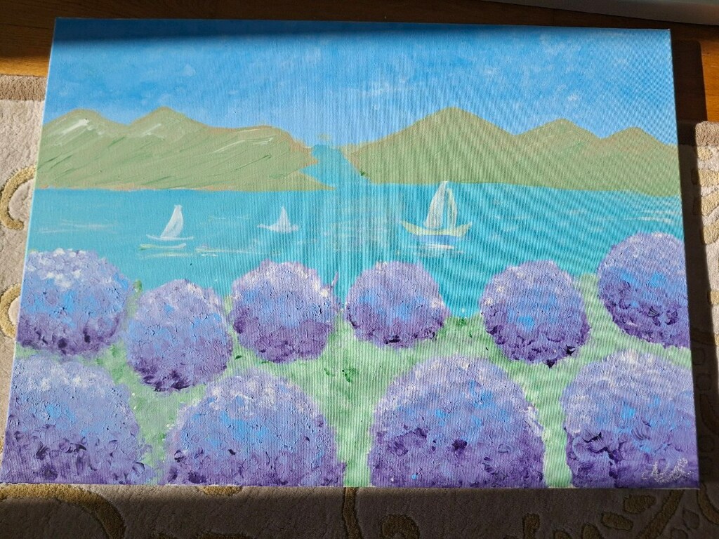 Lila ufkun şarkısı Tuval üzerine akrilik boya 50 x 70 cm