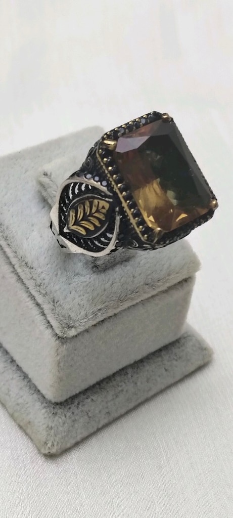 925 Ayar Gümüş Zultanit Taşlı Yaprak Motifli Erkek Yüzük – 12,5 Gram - 3