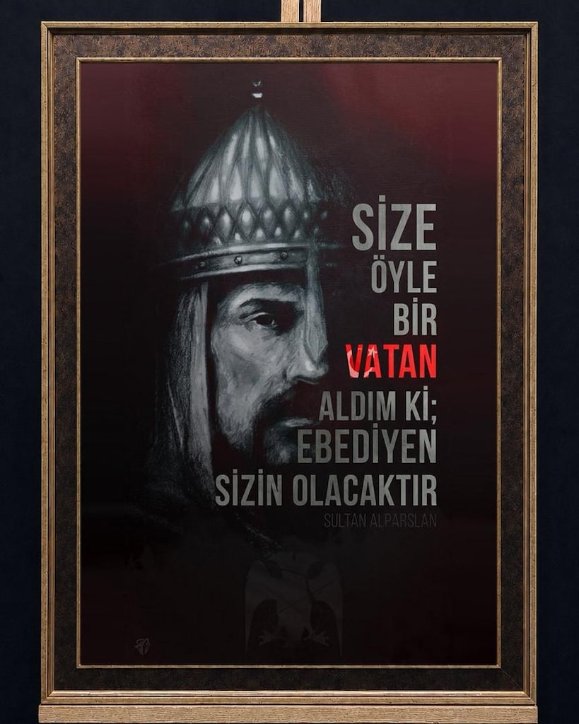 Sultan Alparslan Vatan Sözü 50×70 Camlı Çerçeveli Tablo - 5