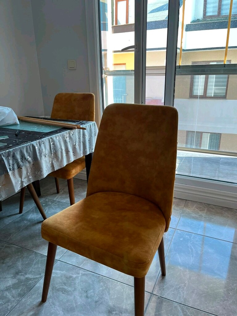 4 adet hardal sarısı mutfak sandalyesi - 3