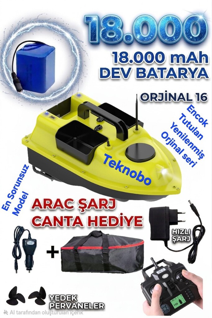 yemleme botu 16 konum yuvarlak kapak 18.000 mah batarya orjınal ürün