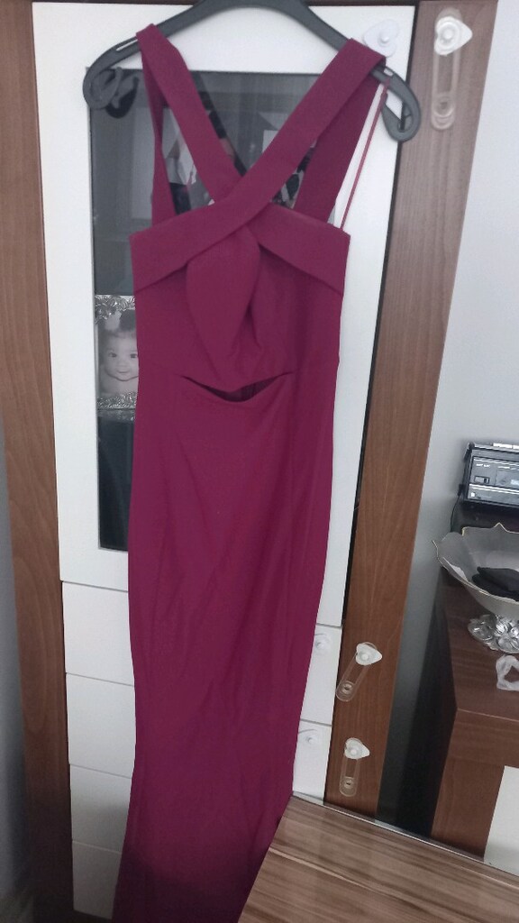 bordo abiye şık gece elbisesi
