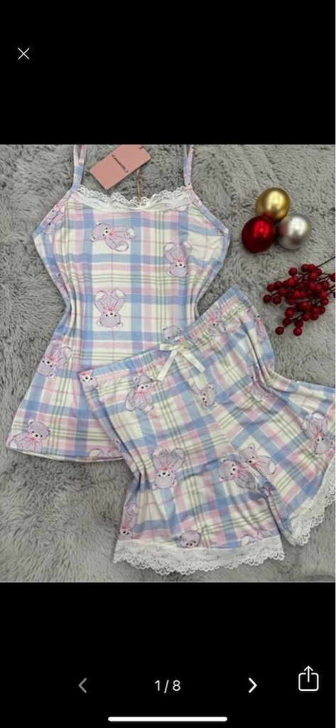 Bambu XL kadın şortlu askılı pijama - 2