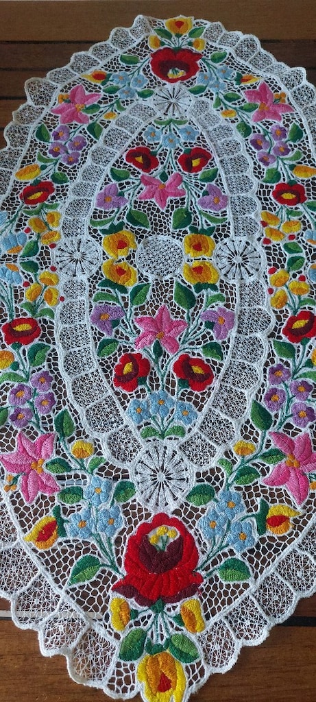 AVRUPA NAKIS BOBIN DANTELI VİNTAGE ÖRTÜ 82/47CM SİFİR SANDİKTAN - 11