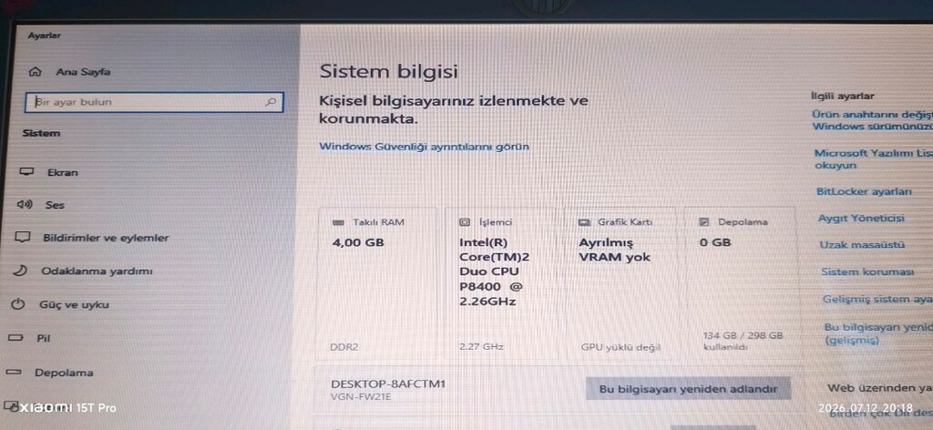 Dizüstü ,notebook Sony Vaio vgn - 8