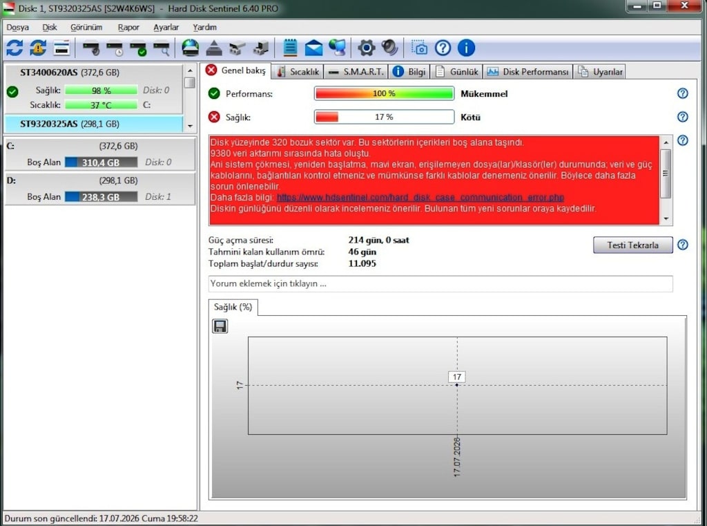 320 Gb Seagate 2.5 inç Sata Hdd Harddisk (Win 10 Kurulu) - 6