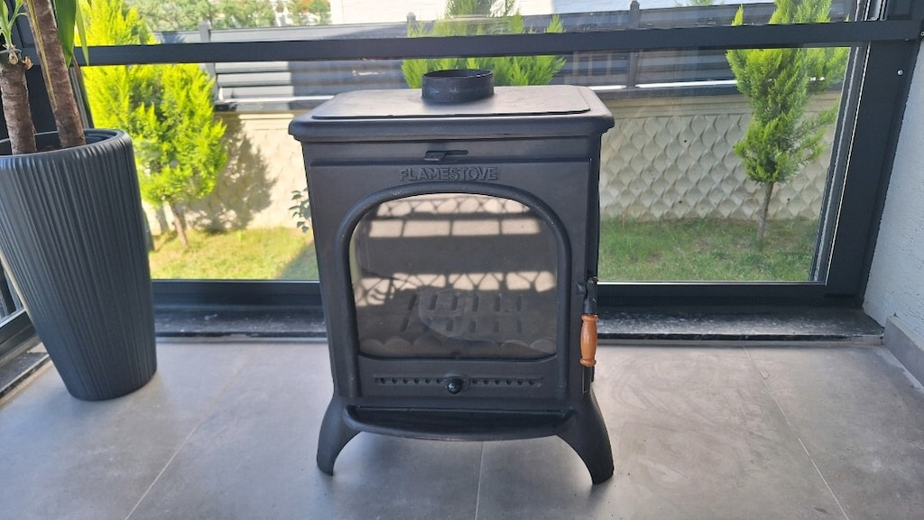 FLAME STOVE MODERN 3 CAMLI DÖKÜM SOBA - 6