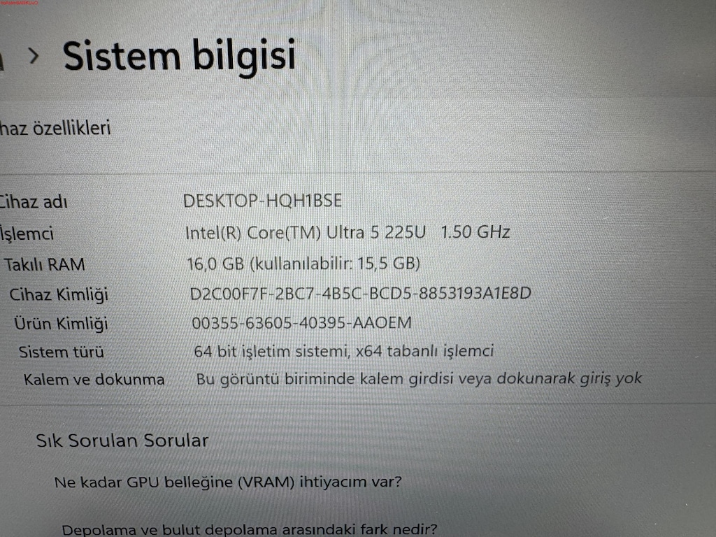 THİNKPAD L14 ULTRA 5 İŞLEMCİ 16 GB RAM 512 NVME - 5