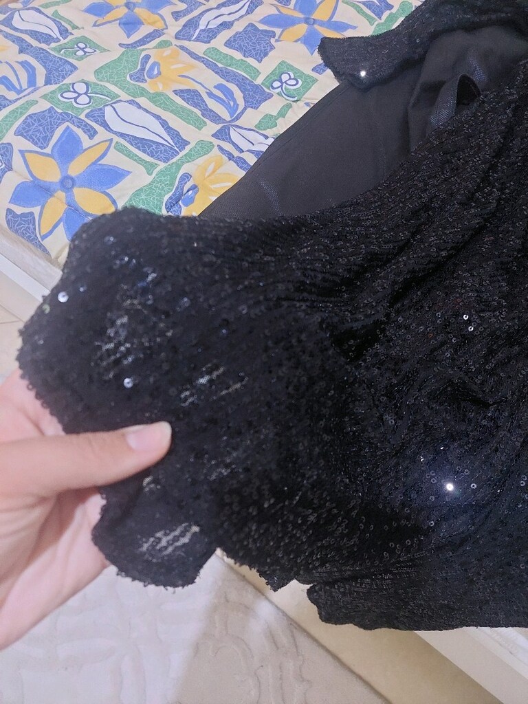 Siyah payetli kadın elbise - 5