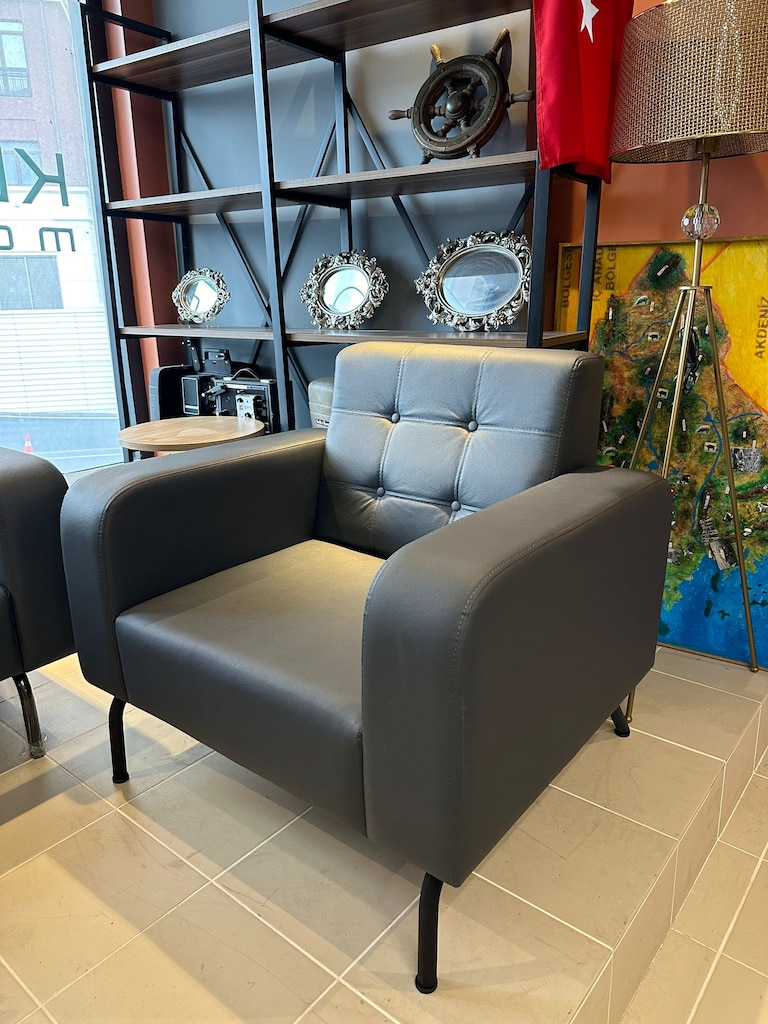KLAS OFİS ÜSKÜDAR SİYAH METAL AYAKLI KOLTUK TAKIMI SIFIR - 5