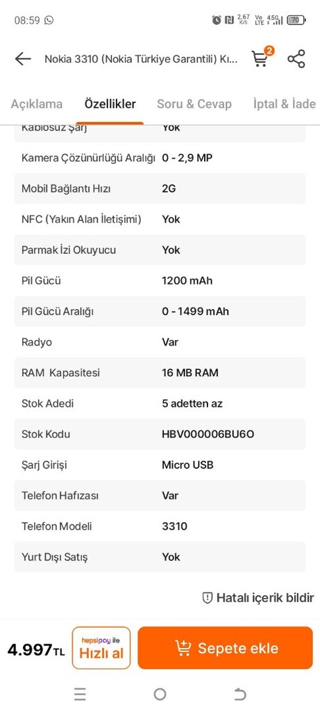 NOKİA 3310 TÜRKİYE GARANTİLİ - 8