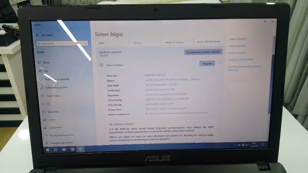 Celeron 1007U 4 GB ram 320 hhd Asus laptop Notebook - 5