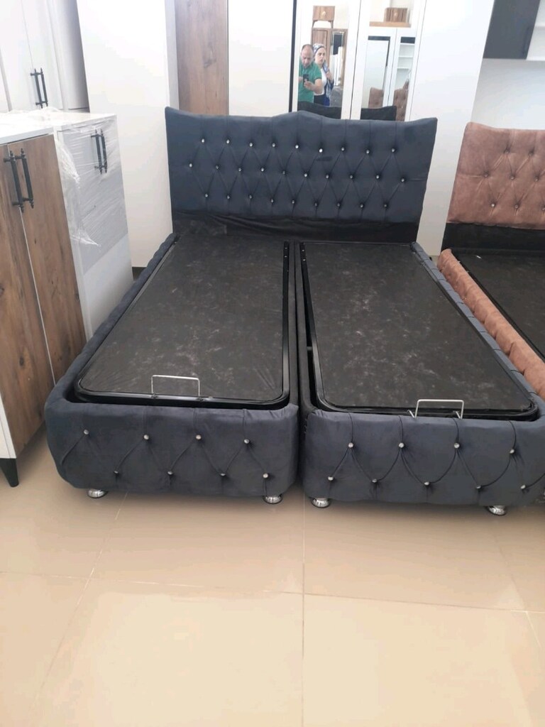 çift kişilik yatak baza başlık 3lü set - 4