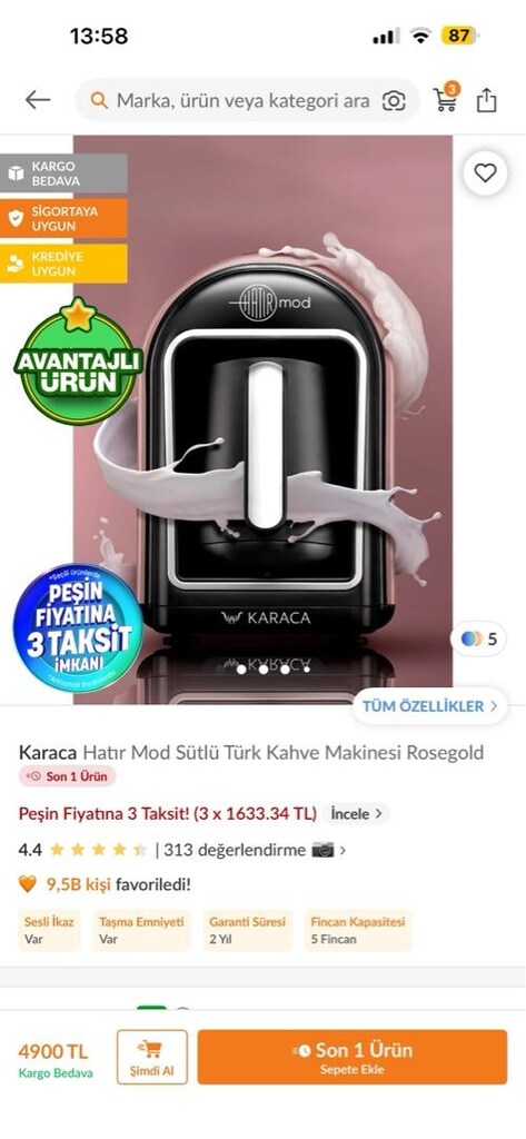 yeni etiketli Karaca kahve makinası - 2